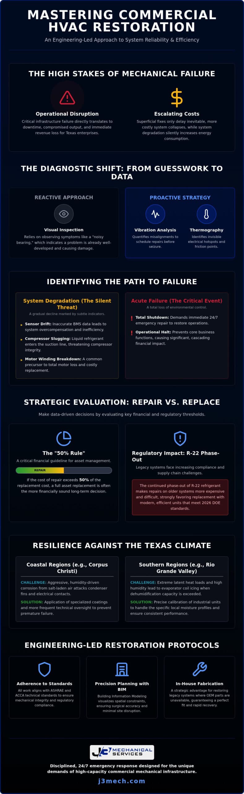 Commercial HVAC Repair: Precision Recovery for Critical Mechanical Infrastructure infographic
