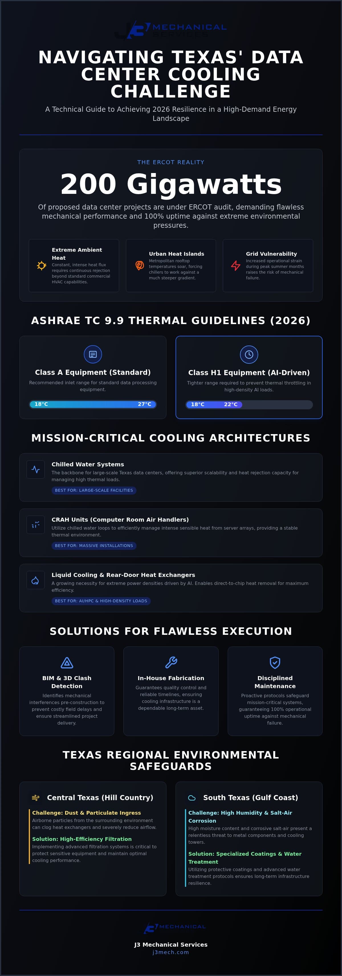 Data Center HVAC Requirements in Texas: Engineering for 2026 Resilience infographic
